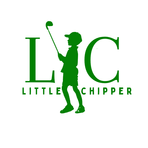 Little boy with golf club logo